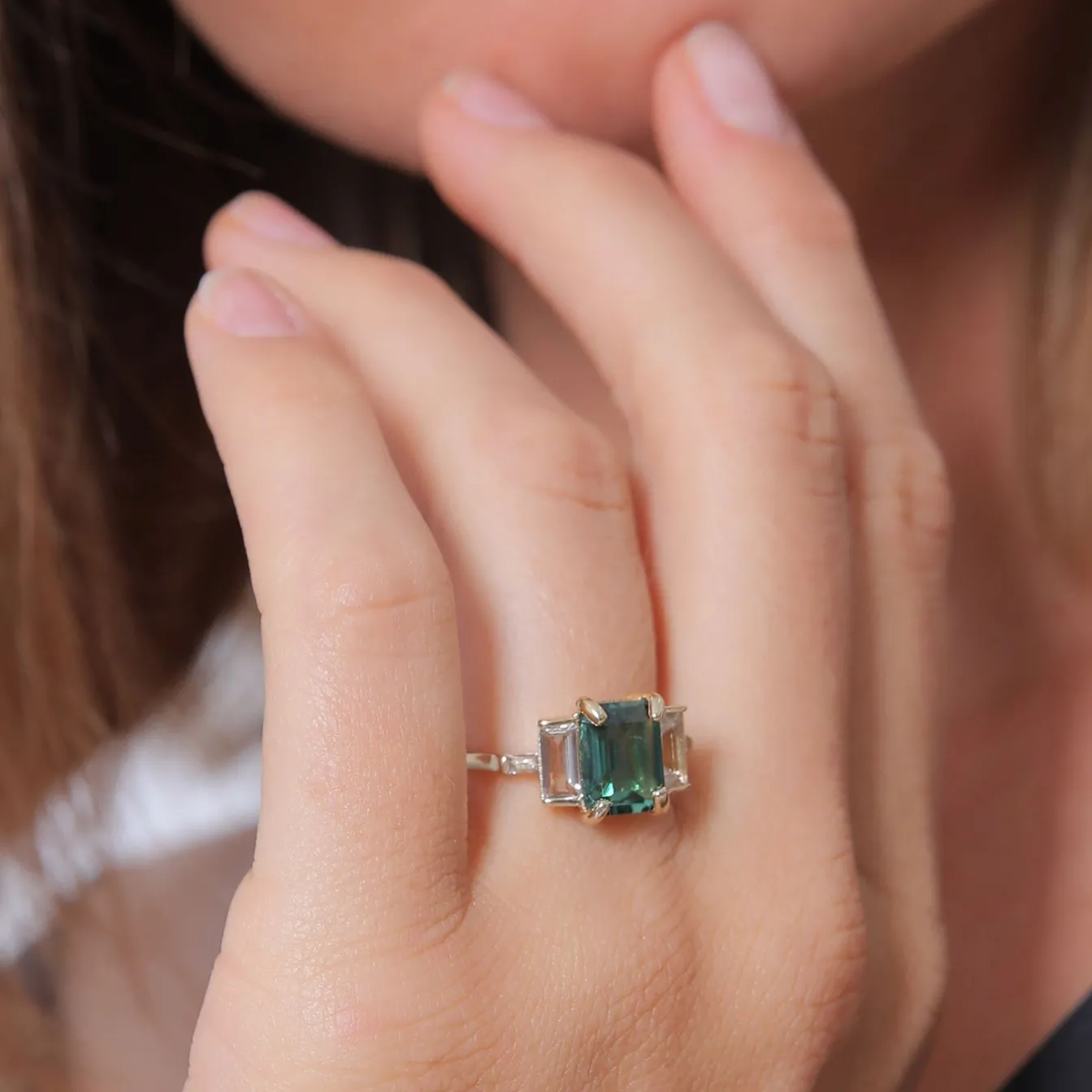 Elli "Ring | Quarz ( Grün )< Ringe|Vergoldet