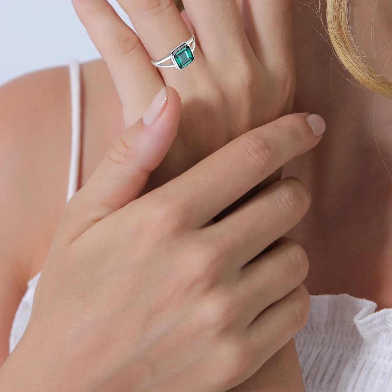Elli "Ring | Quarz ( Grün )< Ringe|Silber