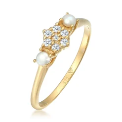Elli "Ring | Süßwasserperle, Diamant ( Weiß, 0,095 ct )< Hochzeit|Perlen