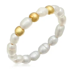 Elli "Ring Beads | Süßwasserperle< Vergoldet|Hochzeit