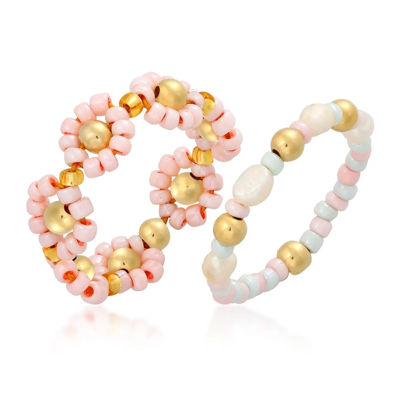 Elli "Ring 2er Set | Süßwasserperlen< Symbol-schmuck|Perlen