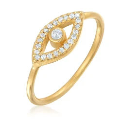 Elli "Ring Evil Eye | Kristall (Weiß)< Vergoldet|Symbol-schmuck