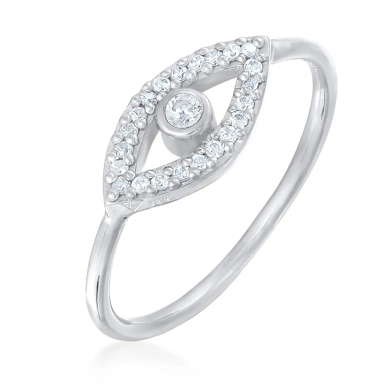 Elli "Ring Evil Eye | Kristall (Weiß)< Vergoldet|Symbol-schmuck