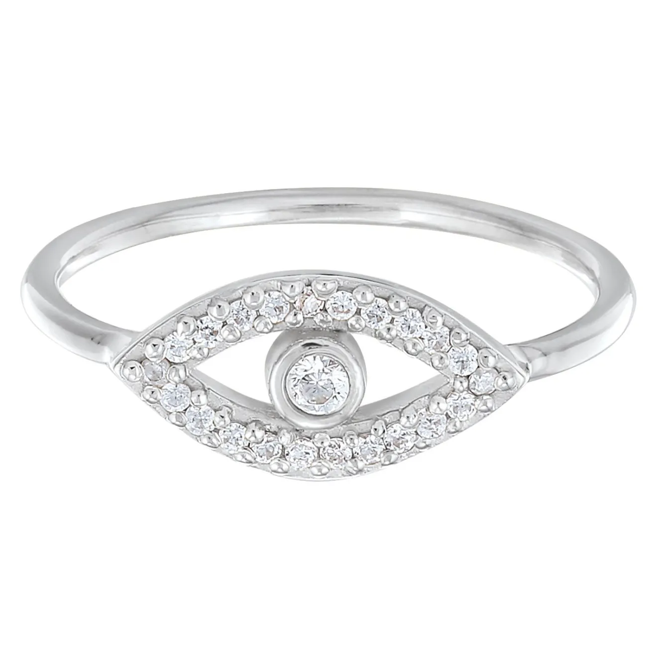Elli "Ring Evil Eye | Kristall (Weiß)< Vergoldet|Symbol-schmuck