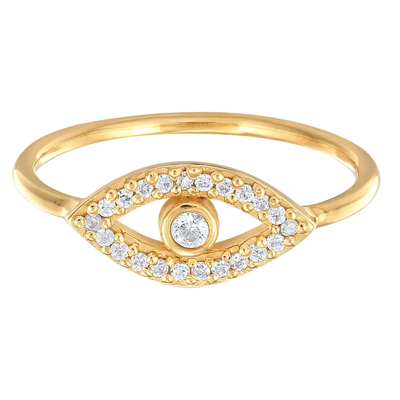 Elli "Ring Evil Eye | Kristall (Weiß)< Vergoldet|Symbol-schmuck