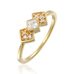 Elli "Ring Geo Vintage | Zirkonia (Weiß)< Ringe|Vergoldet