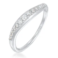 Elli "Ring Geschwungen | Zirkonia Kristalle (Weiß)< Ringe|Silber