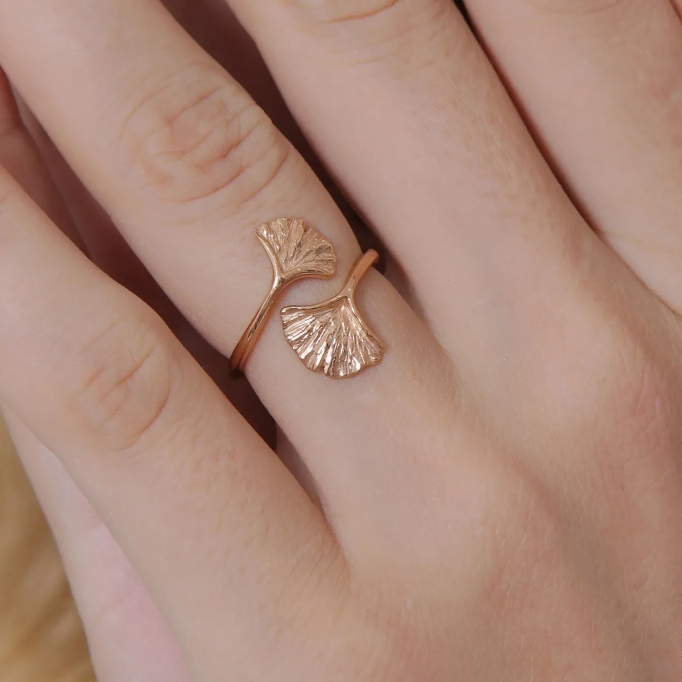 Elli "Ring Ginkgo< Roségold|Symbol-schmuck