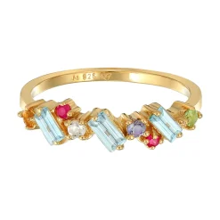 Elli "Ring Glamourös | Peridot, Topas, Mondstein (Bunt)< Ringe|Vergoldet