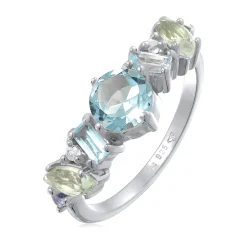 Elli "Ring Glamourös | Topas, Mondstein, Amethyst (Bunt)< Ringe|Vergoldet