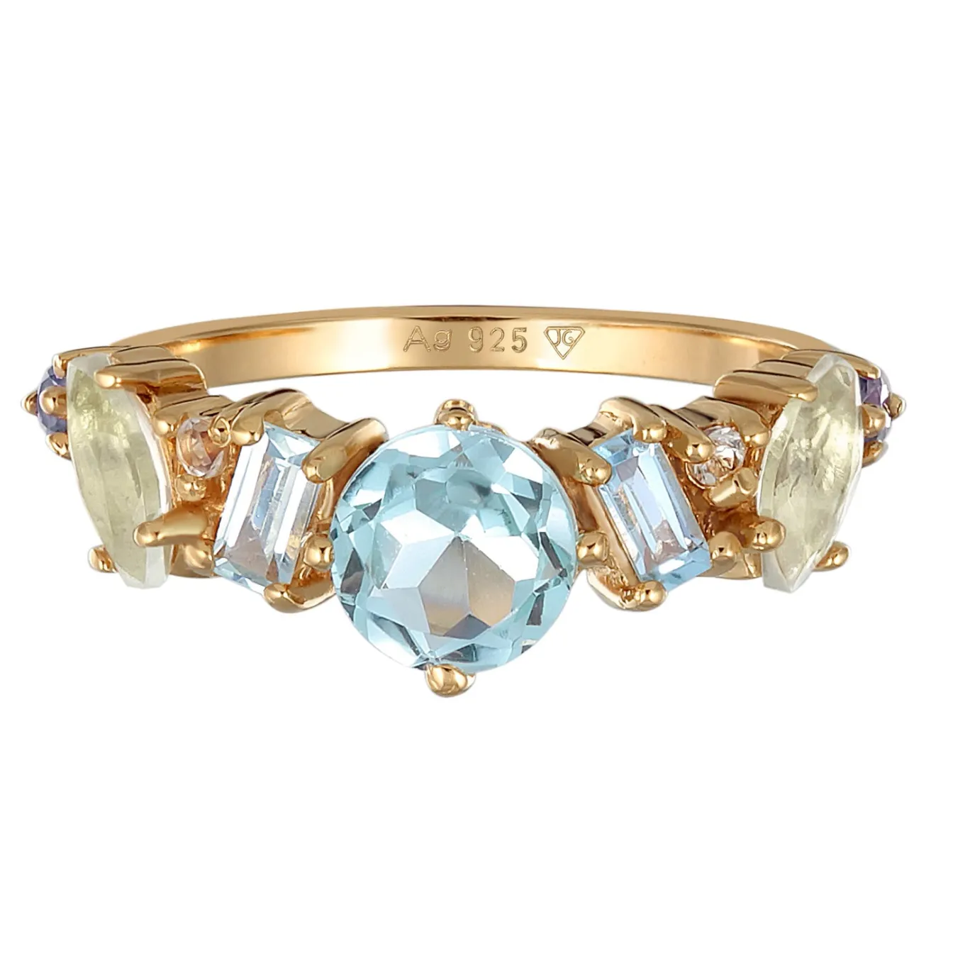 Elli "Ring Glamourös | Topas, Mondstein, Amethyst (Bunt)< Ringe|Vergoldet