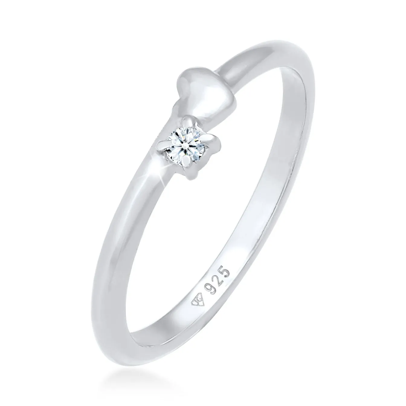 Elli "Ring Herz | Diamant ( Weiß, 0,03 ct )< Symbol-schmuck|Herz-schmuck