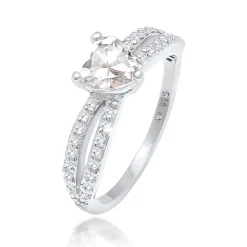 Elli "Ring Herz | Zirkonia ( Weiß )< Symbol-schmuck|Herz-schmuck