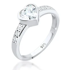 Elli "Ring Herz | Zirkonia ( Weiß )< Roségold|Symbol-schmuck