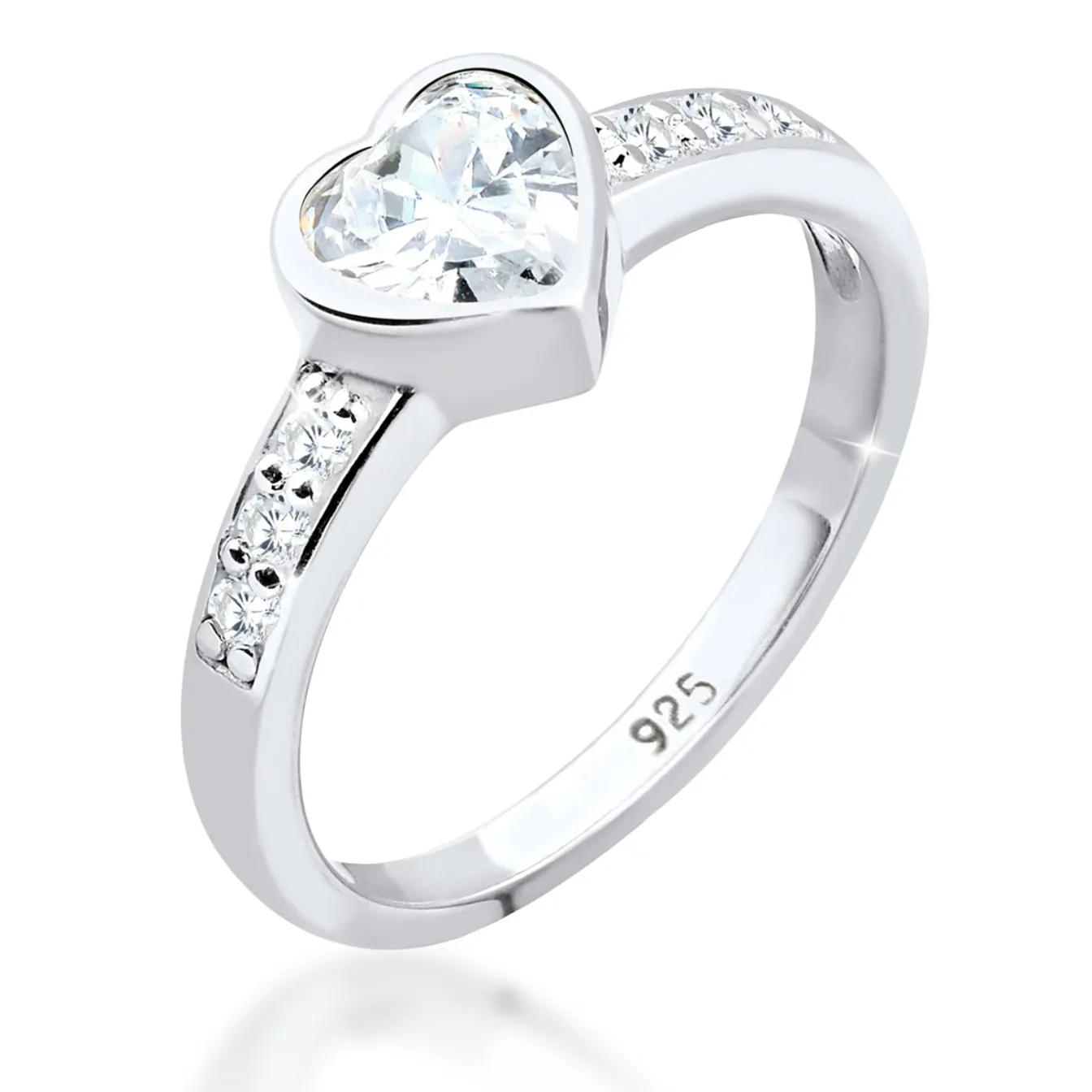 Elli "Ring Herz | Zirkonia ( Weiß )< Roségold|Symbol-schmuck