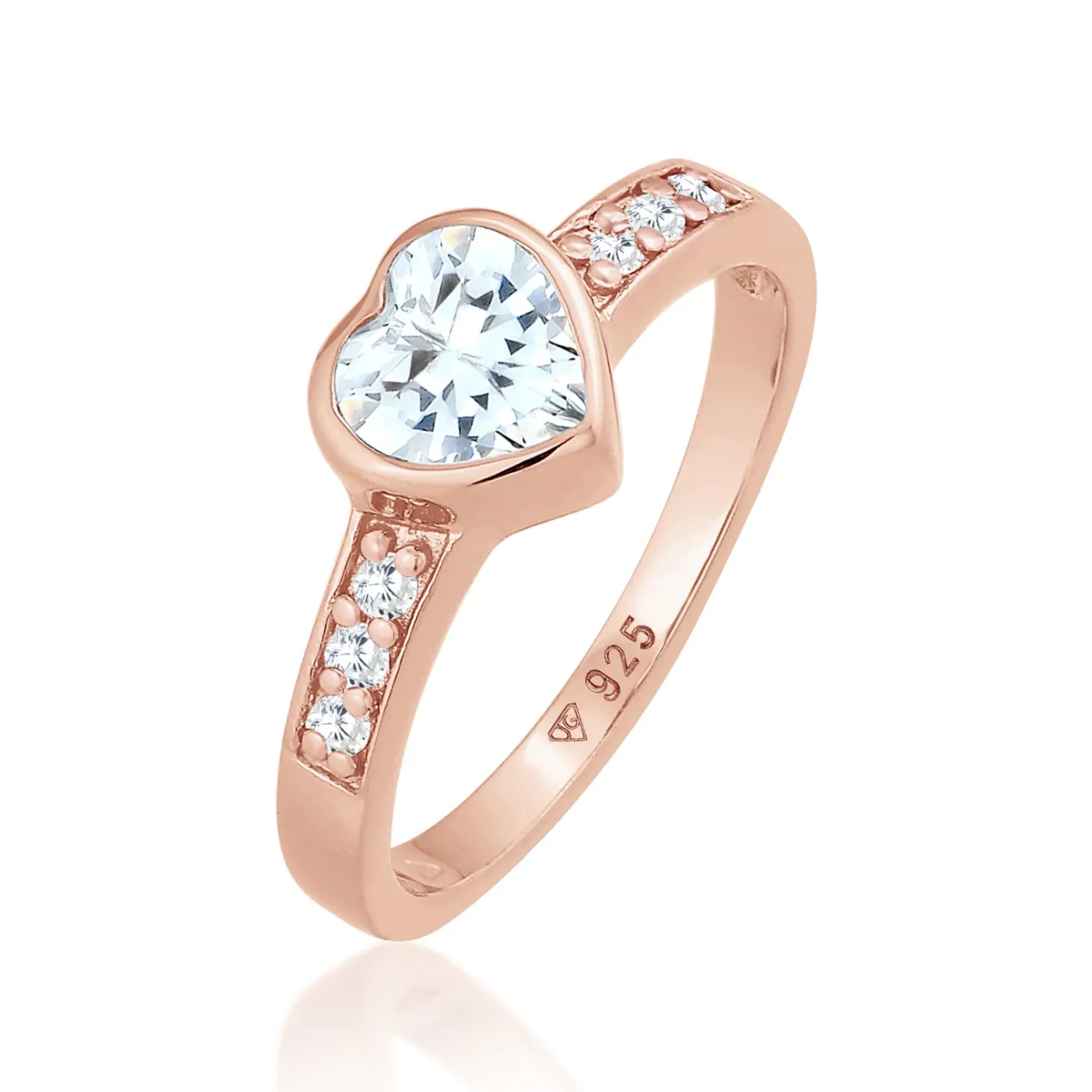 Elli "Ring Herz | Zirkonia ( Weiß )< Roségold|Symbol-schmuck