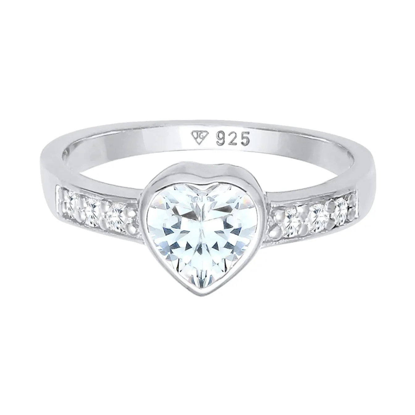 Elli "Ring Herz | Zirkonia ( Weiß )< Roségold|Symbol-schmuck