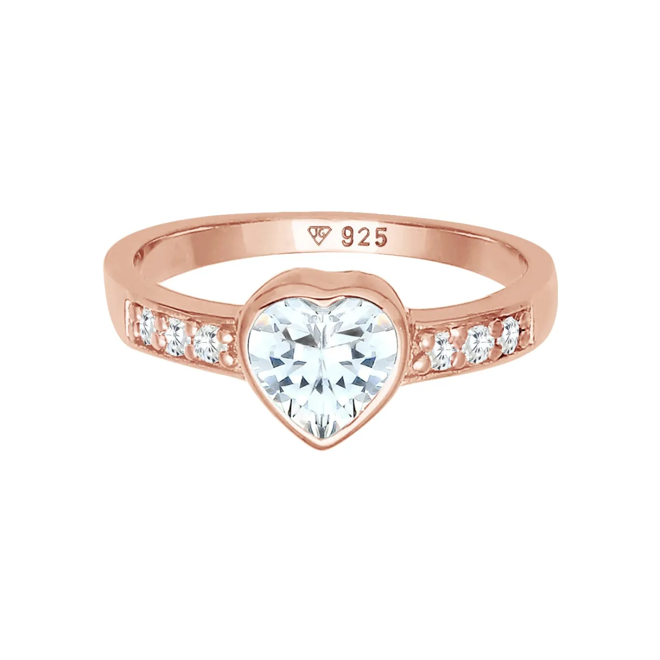 Elli "Ring Herz | Zirkonia ( Weiß )< Roségold|Symbol-schmuck