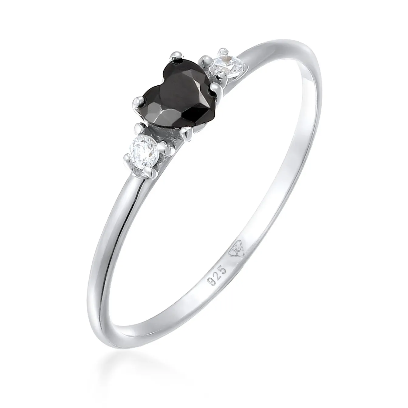 Elli "Ring Herz | Zirkonia (Schwarz)< Vergoldet|Symbol-schmuck