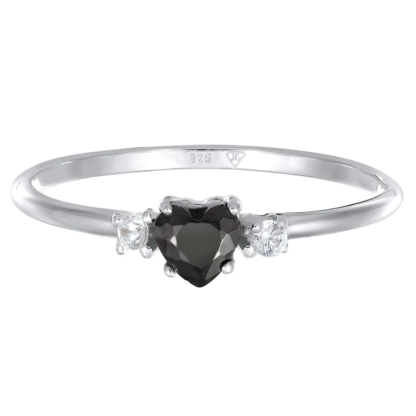 Elli "Ring Herz | Zirkonia (Schwarz)< Vergoldet|Symbol-schmuck