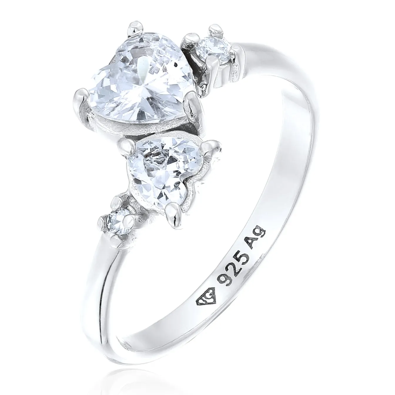 Elli "Ring Herzen | Zirkonia (Weiß)< Vergoldet|Symbol-schmuck