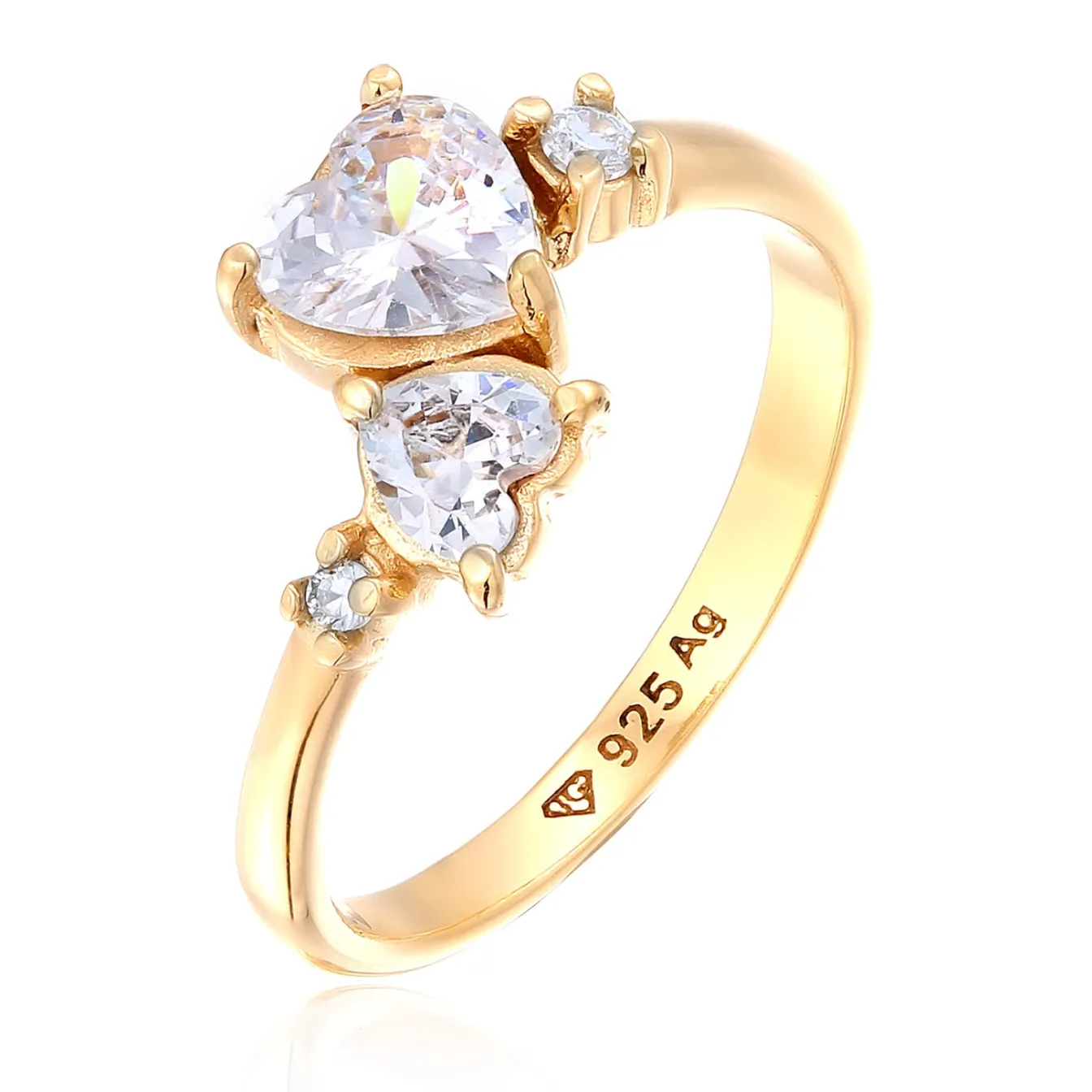 Elli "Ring Herzen | Zirkonia (Weiß)< Vergoldet|Symbol-schmuck