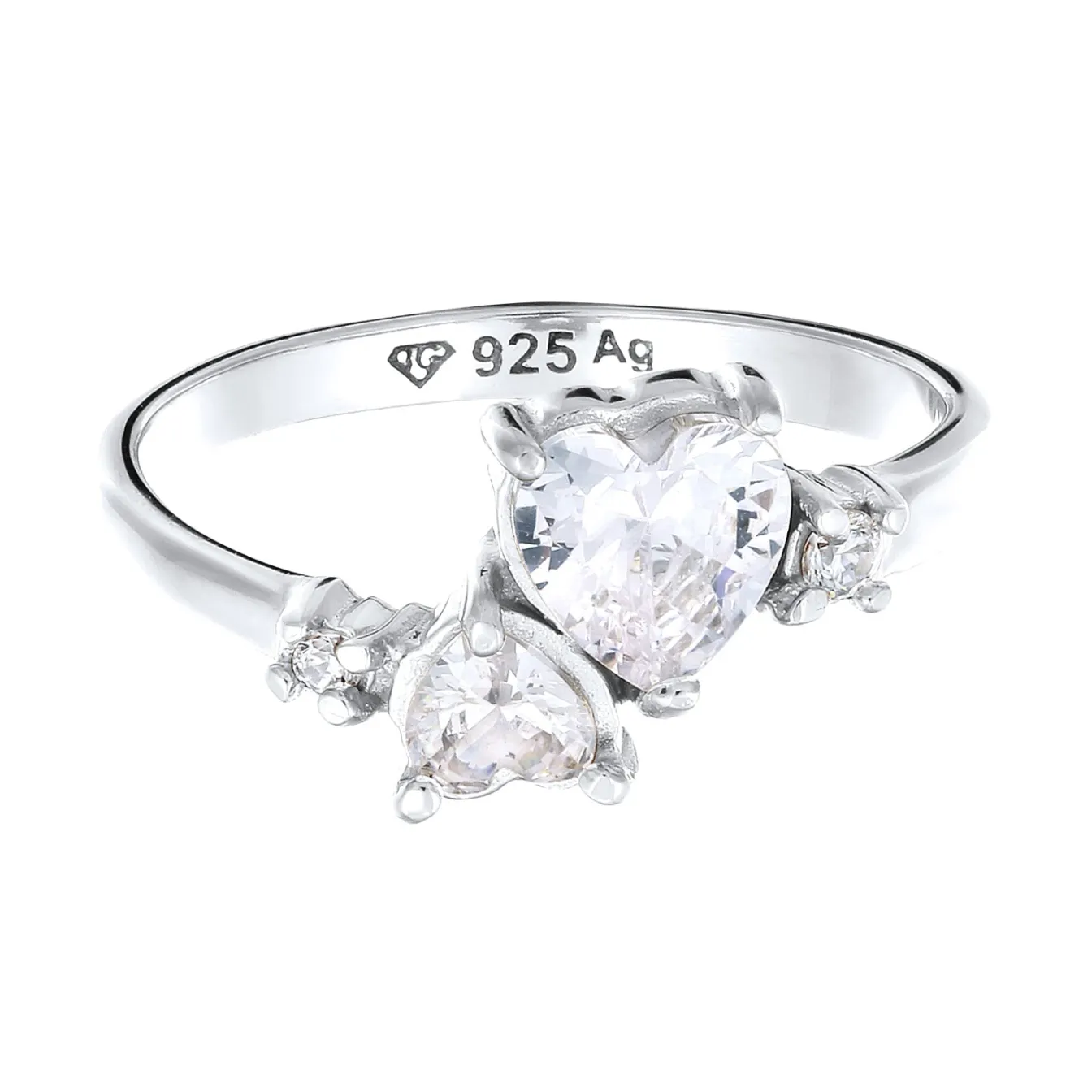Elli "Ring Herzen | Zirkonia (Weiß)< Vergoldet|Symbol-schmuck