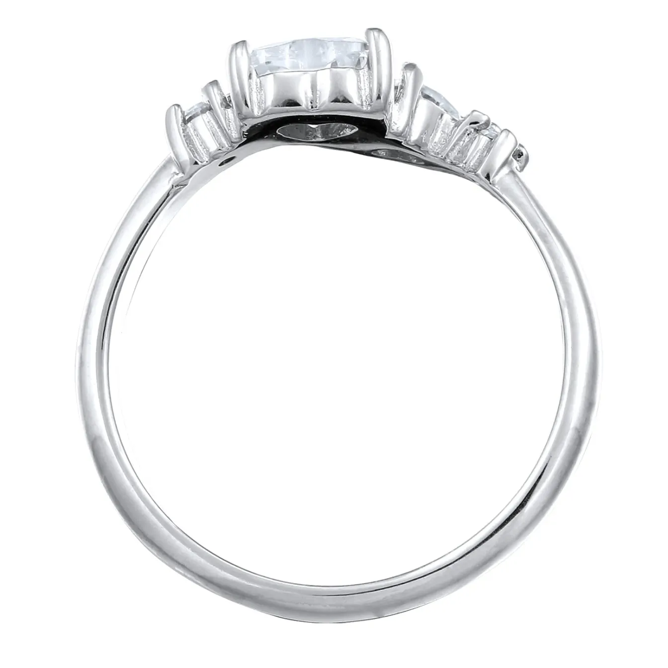 Elli "Ring Herzen | Zirkonia (Weiß)< Vergoldet|Symbol-schmuck