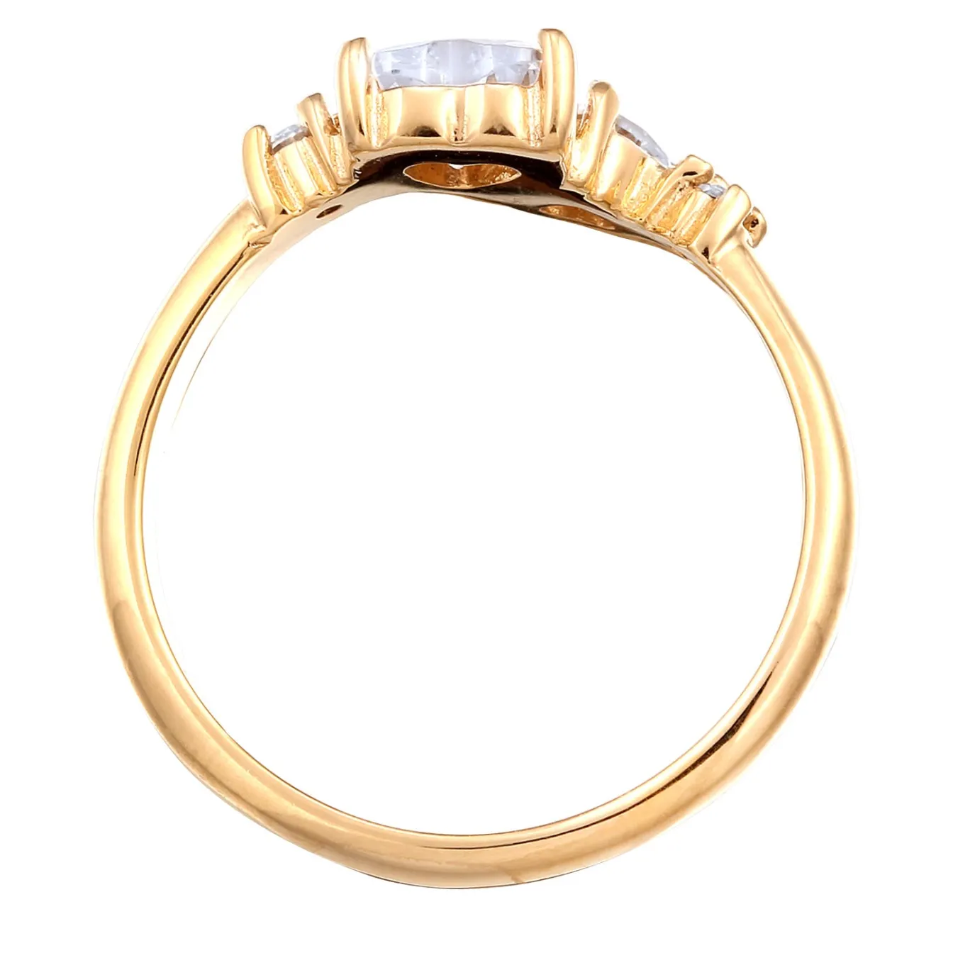 Elli "Ring Herzen | Zirkonia (Weiß)< Vergoldet|Symbol-schmuck