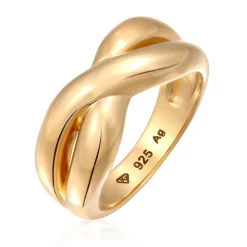 Elli "Ring Kreuz< Vergoldet|Symbol-schmuck