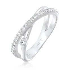Elli "Ring Kreuz | Kristall (Weiß)< Ringe|Silber
