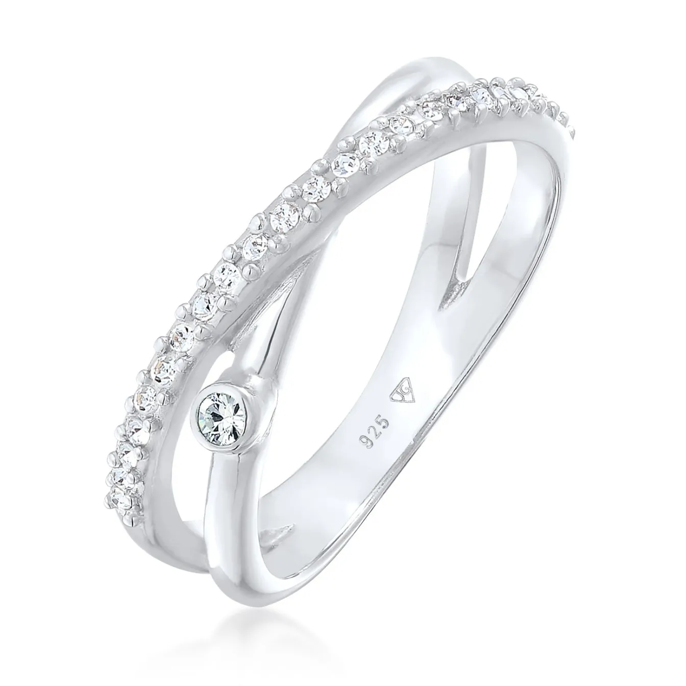 Elli "Ring Kreuz | Kristall (Weiß)< Ringe|Silber