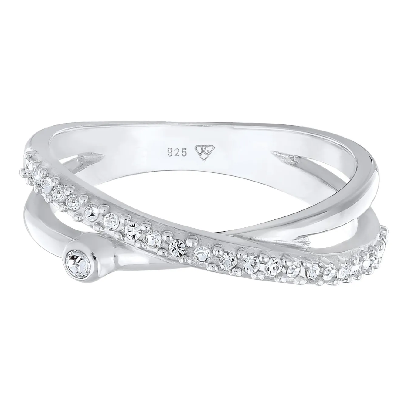 Elli "Ring Kreuz | Kristall (Weiß)< Ringe|Silber