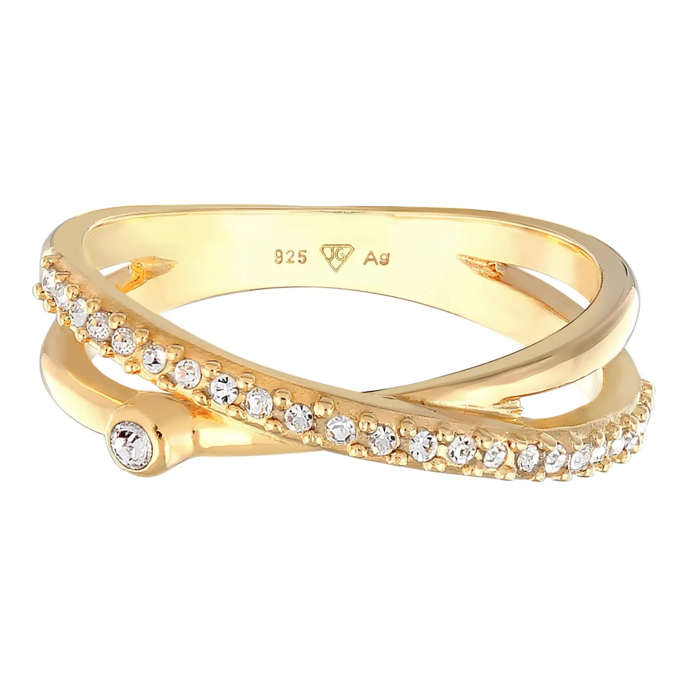 Elli "Ring Kreuz | Kristall (Weiß)< Ringe|Silber