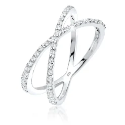 Elli "Ring Kreuz | Zirkonia ( Weiß )< Roségold|Symbol-schmuck