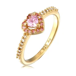 Elli "Ring mit Herz | Zirkonia (Weiß) & Glaskristalle (Weiß)< Vergoldet|Symbol-schmuck
