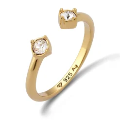 Elli "Ring Offen | Glas Kristalle (Weiß)< Vergoldet|Ringe