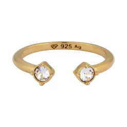 Elli "Ring Offen | Glas Kristalle (Weiß)< Vergoldet|Ringe