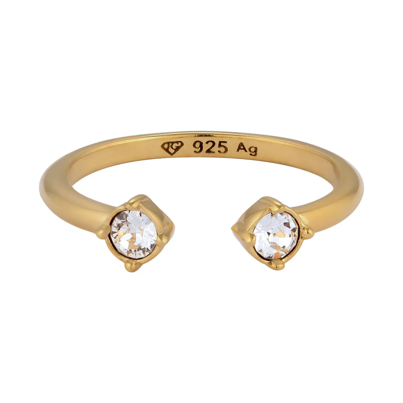 Elli "Ring Offen | Glas Kristalle (Weiß)< Vergoldet|Ringe