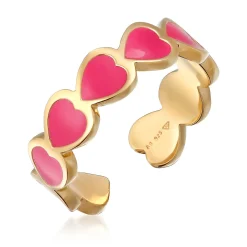 Elli "Ring Offen Herz | Emaille< Vergoldet|Symbol-schmuck