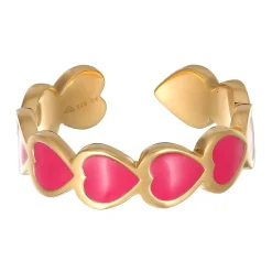 Elli "Ring Offen Herz | Emaille< Vergoldet|Symbol-schmuck