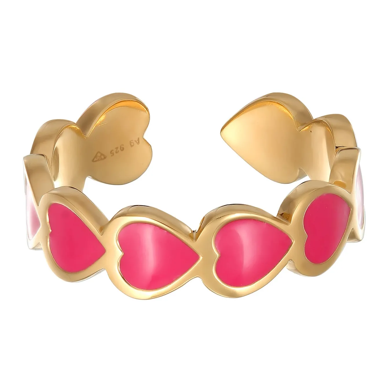 Elli "Ring Offen Herz | Emaille< Vergoldet|Symbol-schmuck