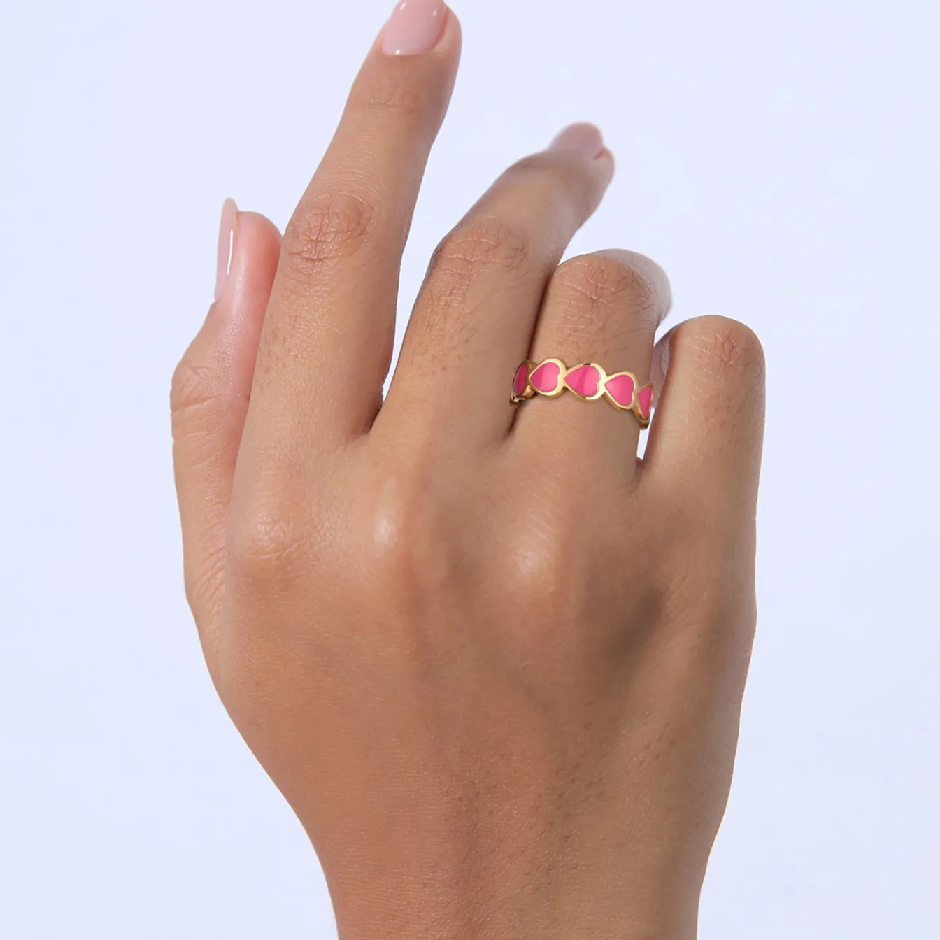 Elli "Ring Offen Herz | Emaille< Vergoldet|Symbol-schmuck