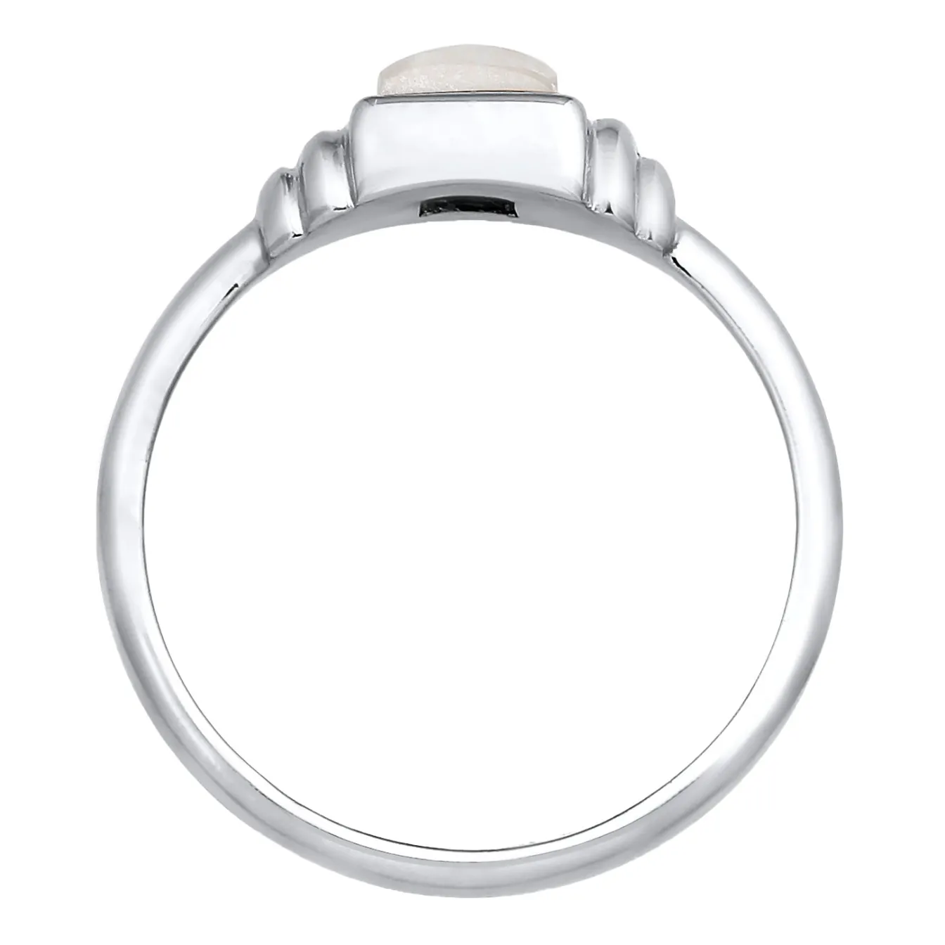 Elli "Ring Quadrat | Mondstein (Weiß)< Ringe|Vergoldet