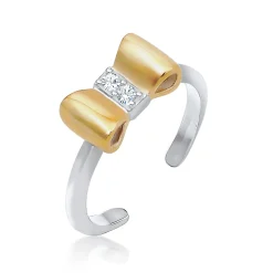 Elli "Ring Schleife | Kristall ( Weiß )<Kinder Symbol-schmuck|Kinderschmuck