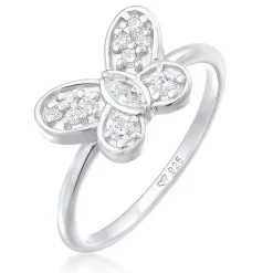 Elli "Ring Schmetterling | Zirkonia (Weiß)< Ringe|Silber