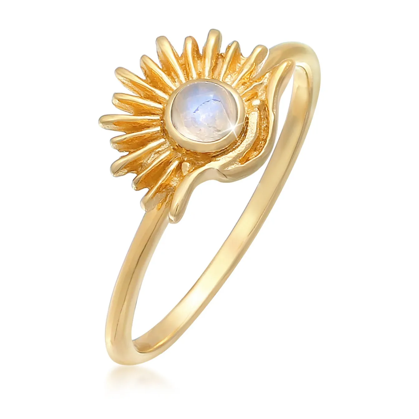 Elli "Ring Sonne | Mondstein (Weiß)< Symbol-schmuck|Ringe