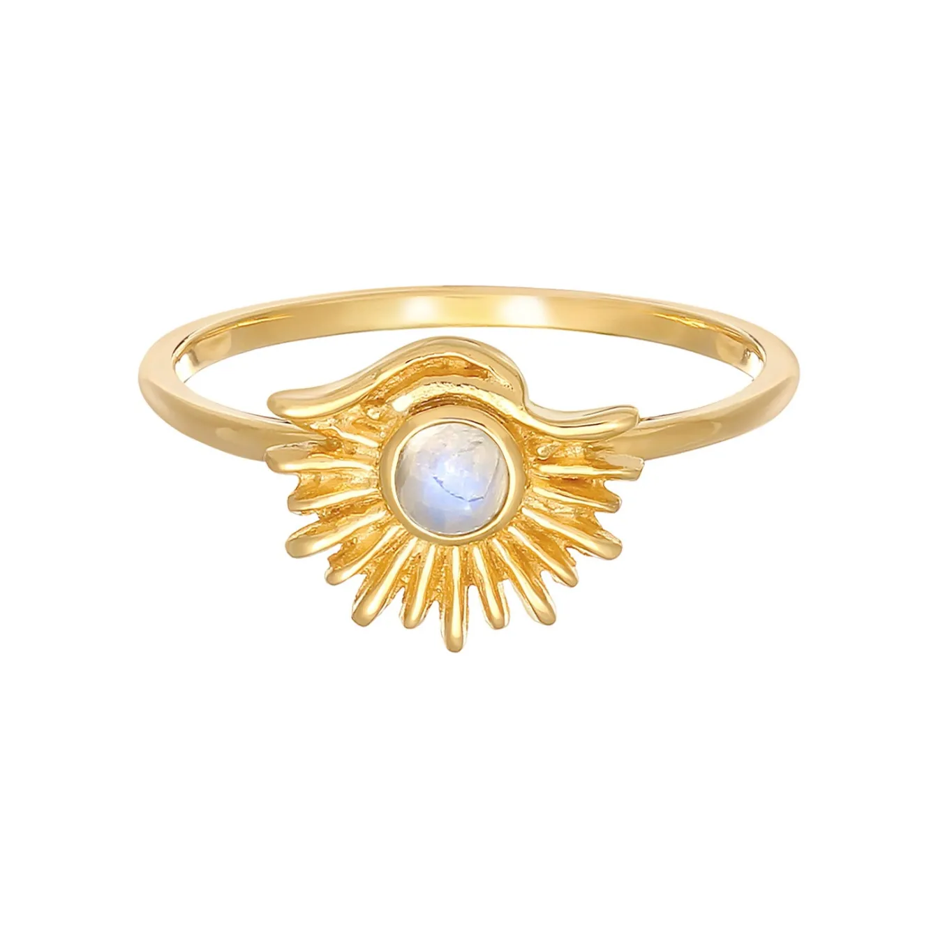 Elli "Ring Sonne | Mondstein (Weiß)< Symbol-schmuck|Ringe