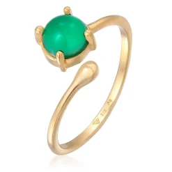 Elli "Ring Statement Offen | Achat (Grün)< Ringe|Vergoldet