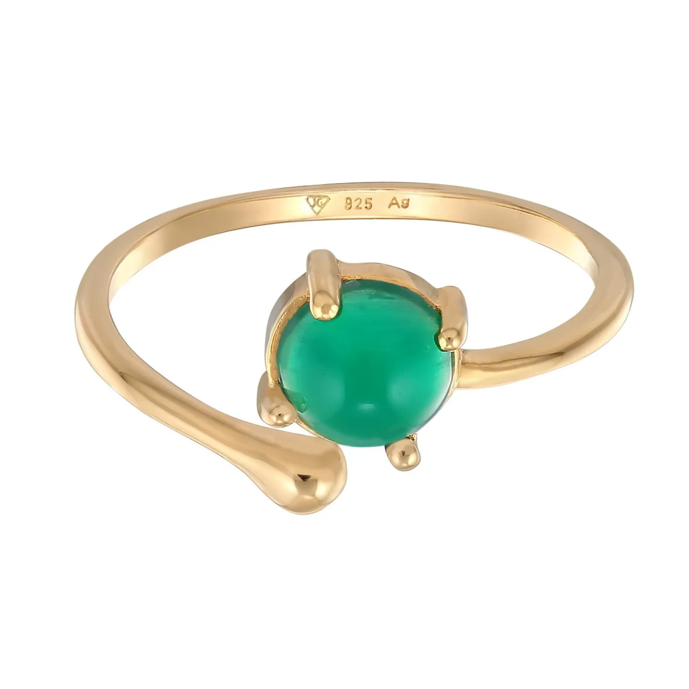 Elli "Ring Statement Offen | Achat (Grün)< Ringe|Vergoldet